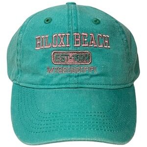 Biloxi Beach Mississippi Adjustable Teal Ball Cap by Kaufman